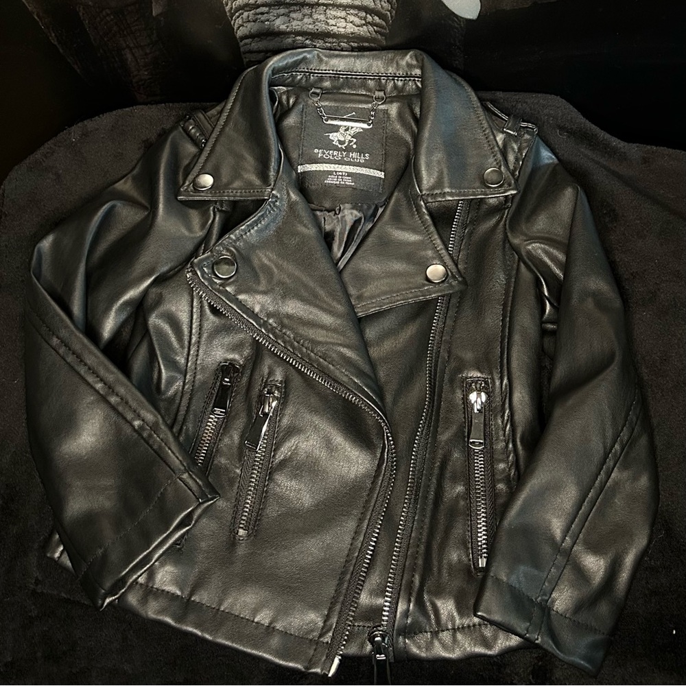 Black biker leather jacket